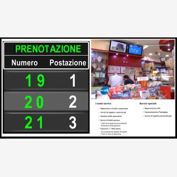 SISTEMA GESTIONE CODE MOD. SVARCODE  PER 10 OPERATORI E 8 SERVIZI CON TASTIERINI VIRTUALI COLLEGATI AL DISPLAY DI SALA TRAMITE RETE ETHERNET